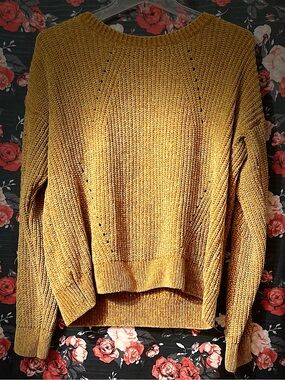 Cozy Mustard Crewneck Sweater - Relaxed Knit Pullover